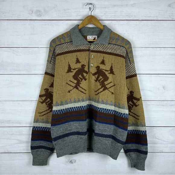 Vintage 1980s LOBO Pendleton Ski Sweater XL - Picture 1 of 7